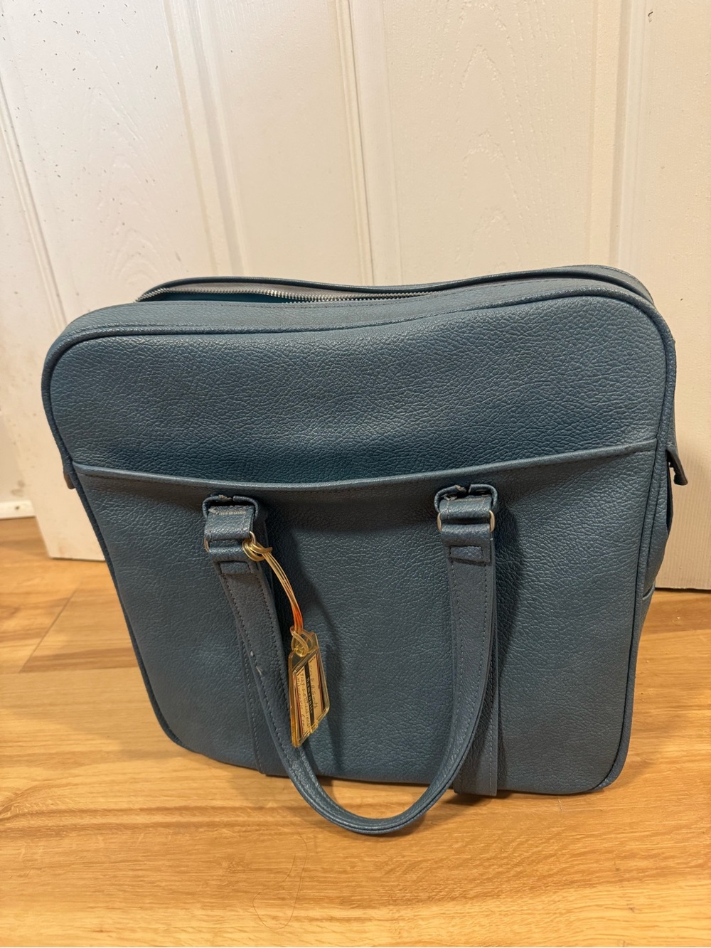 Samsonite Blue Vintage Leather Weekended Travel Bag